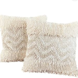 2 18"x18" ivory throw pillow cases